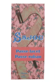 Sajou-Einzieher auf einer Karte mit Blumenmuster auf rosa Hintergrund