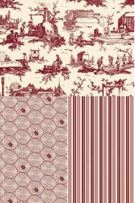 Toile de Jouy Sajou Les Travaux de la Manufacture bordeaux et ses coordonnés