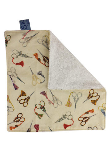 Sajou-Gästetuch 25 x 25 cm Bambus-Frottee und Stoff Sajou Stickscheren