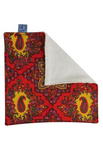 Sajou-Gästetuch 25 x 25 cm Bambus-Frottee und Stoff mit Kaschmirmuster Andrinople 