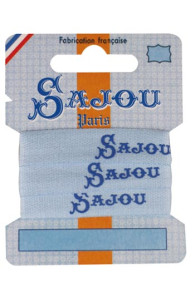100% cotton sky blue ribbon dark blue Sajou logos