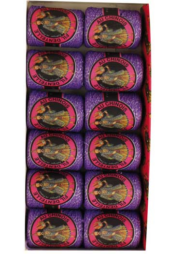 Klöppelgarn mit Lurexfaden in Kokonform Caudry Fil Au Chinois in 12er Box Farbe Stiefmütterchen im Sajou Onlineshop