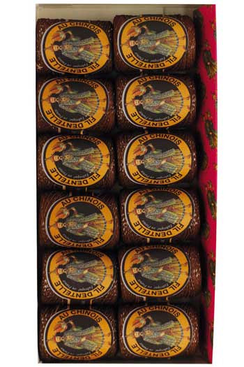 Klöppelgarn mit Lurexfaden in Kokonform Caudry Fil Au Chinois in 12er Box Farbe Braun im Sajou Onlineshop