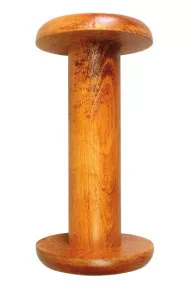 Grande bobine en bois dite de glaçage en bois 18 cm de haut étiquettes Sajou Fil A l'Indienne