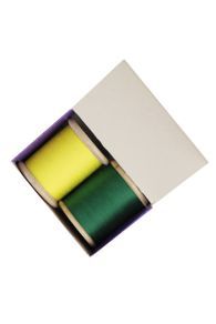 Cotton 2 wooden spools yellow-green