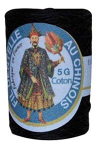Cocon Calais plain black cotton bobbin lace thread Fil Au Chinois on the Sajou website