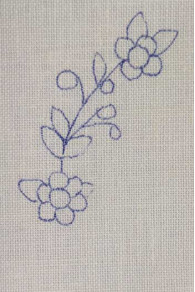Embroidery motif with FriXion pen on 32 count linen 