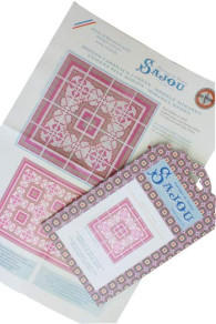 Contents of the Sajou tapestry chart for petit point cushion with pink geometric patterns