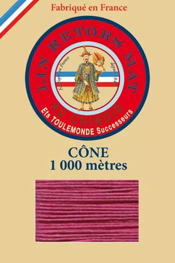Lin retors mat 12/3 en cône 1 000 mètres coloris 190 Bois de rose Fil Au Chinois Lin retors mat 12/3 en cône 1 000 mètres coloris 190 Bois de rose Fil Au Chinois