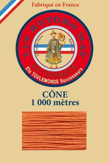Matt twisted linen 12/3 on 1000m cones colour 419 Orange Fil Au Chinois Matt twisted linen 12/3 on 1000m cones colour 419 Orange Fil Au Chinois