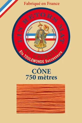 Lin retors mat 12/4 en cône 750 mètres coloris 419 Oranger Fil Au Chinois Lin retors mat 12/4 en cône 750 mètres coloris 419 Oranger Fil Au Chinois