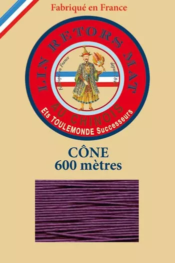 Lin retors mat 12/5 en cône 600 mètres coloris 218 Violet Fil Au Chinois Lin retors mat 12/5 en cône 600 mètres coloris 218 Violet Fil Au Chinois