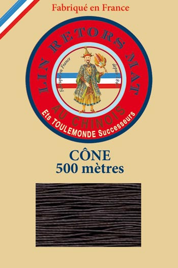 Matt twisted linen 12/6 on 500m cones colour 901 Dark brown Fil Au Chinois Matt twisted linen 12/6 on 500m cones colour 901 Dark brown Fil Au Chinois