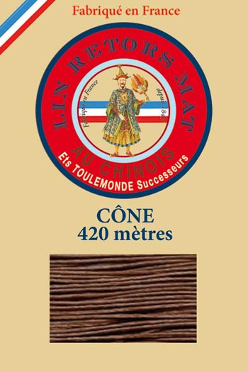 Lin retors mat 12/7 en cône 420 mètres coloris 276 Marron Fil Au Chinois Lin retors mat 12/7 en cône 420 mètres coloris 276 Marron Fil Au Chinois