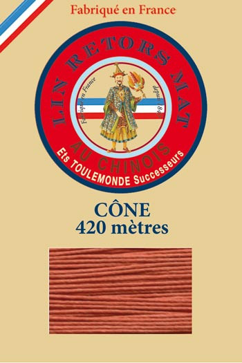 Matt twisted linen 12/7 on 420m cones colour 420 Pumpkin Fil Au Chinois Matt twisted linen 12/7 on 420m cones colour 420 Pumpkin Fil Au Chinois