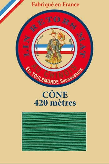 Lin retors mat 12/7 en cône 420 mètres coloris 436 Gazon Fil Au Chinois
