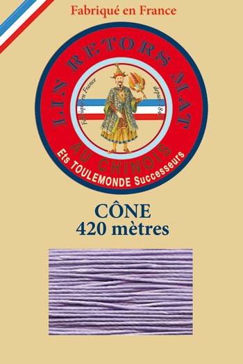 Lin retors mat 12/7 en cône 420 mètres coloris 497 Mauve Fil Au Chinois Lin retors mat 12/7 en cône 420 mètres coloris 497 Mauve Fil Au Chinois