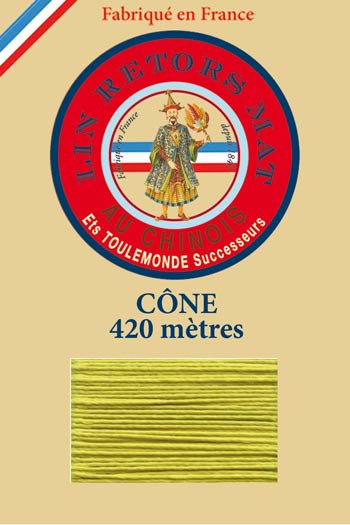 Lin retors mat 12/7 en cône 420 mètres coloris 519 Anis Fil Au Chinois Lin retors mat 12/7 en cône 420 mètres coloris 519 Anis Fil Au Chinois