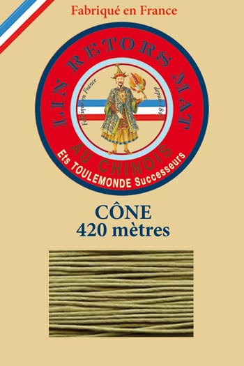 Matt twisted linen 12/7 on 420m cones colour 643 Moss Fil Au Chinois Matt twisted linen 12/7 on 420m cones colour 643 Moss Fil Au Chinois