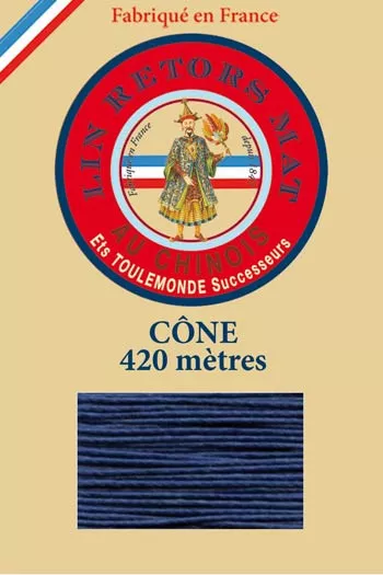 Lin retors mat 12/7 en cône 420 mètres coloris 667 Nuit Fil Au Chinois