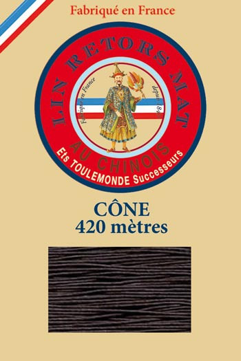 Lin retors mat 12/7 en cône 420 mètres coloris 901 Marron foncé Fil Au Chinois Lin retors mat 12/7 en cône 420 mètres coloris 901 Marron foncé Fil Au Chinois