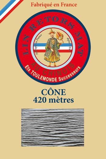 Lin retors mat 12/7 en cône 420 mètres coloris 992 Souris Fil Au Chinois