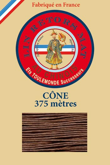 Matt twisted linen 12/8 on 375m cones colour 276 Brown Fil Au Chinois Matt twisted linen 12/8 on 375m cones colour 276 Brown Fil Au Chinois
