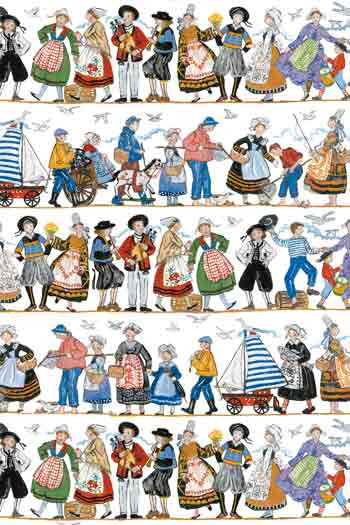 Sajou fabric Farandole Bretonne motif - 150cm width Sajou fabric Farandole Bretonne motif - 150cm width