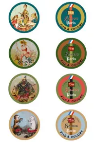 Sajou wooden spools with collectible picture labels