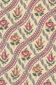 Tissu indienne Sajou tulipes et anémones motif n°76 fond crème