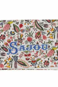 Sajou Geschirrtuch Indienne Coquecigrues: Nahansicht der Sajou-Prägung