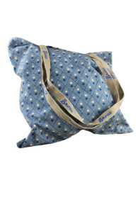 Tote bag Sajou Plaisirs de la Campagne bleu - côté motif tressage à pois