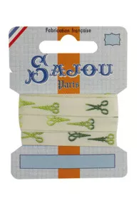 Webband Sajou Scheren Grün meliert 11 mm breit 100 % Baumwolle