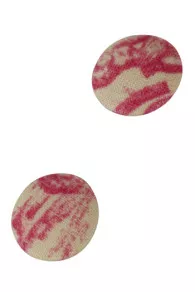  Two Sajou metal buttons covered with pink Toile de Jouy fabric