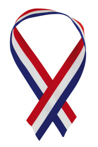 Sajou grosgrain ribbon blue white red width 38 mm