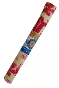 Presentation swatch coated Sajou cotton fabric Plaisirs de la Campagne pink main motif