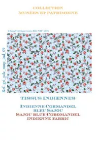 Sajou cross-stitch chart sky blue Coromandel indienne fabric - Museums and Heritage