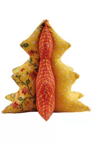 Sajou Nähset für einen Tannenbaum in 3D aus Indiennes Stoffen in Rot und Gelb 