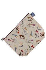 Front of the large pouch in coated cotton with Sajou scissors motif from the Private Collection