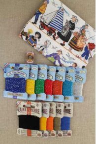 Laine Saint-Pierre, Tonkin Stickgarn und Stoff Farandole Bretonne für ein Projekt in traditioneller Stickerei