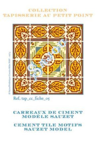 Sajou tapestry chart for petit point cushion with yellow and green geometric patterns