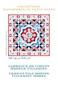 Sajou tapestry chart for petit point cushion with blue and red geometric patterns