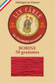 Fil Au Chinois waxed cable linen size 532 250m spool - Colour 128 - Red 
