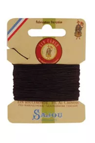 Fil Au Chinois Lin câblé Stärke 432 Gewachst - Farbe 901 Dunkelbraun 10m auf Sajou Karte 