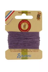Fil Au Chinois waxed cable linen size 332 on Sajou 10m card - Colour 497 Mauve