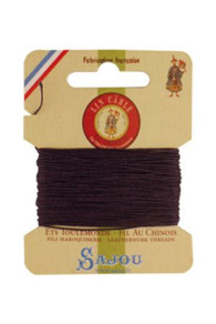 Fil Au Chinois waxed cable linen size 632 Colour 346 - Aubergine on Sajou 10-metre card