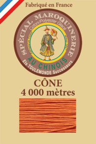 Fil Au Chinois leatherwork polycotton thread size 50/3 - 4 000m cone - Col. 419 Oranger