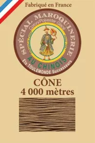 Fil Au Chinois leatherwork polycotton thread size 50/3 - 4 000m cone - Col. 185 Beige 