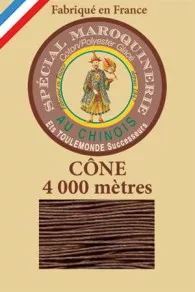 Fil Au Chinois leatherwork polycotton thread size 50/3 - 4 000m cone - Col. 276 Brown 