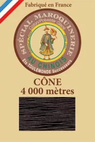 Fil Au Chinois leatherwork polycotton thread size 50/3 - 4 000m cone - Col. 901  Dark brown 